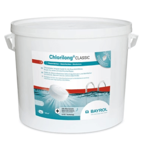Chlorilong® Classic 10 kg Bayrol LANGZEITCHLOR | Chlorilong® Classic: Langsamlösliche Chlortablette 250 g mit hohem Aktivchlorgehalt zur Dauerdesinfektion des Schwimmbadwassers