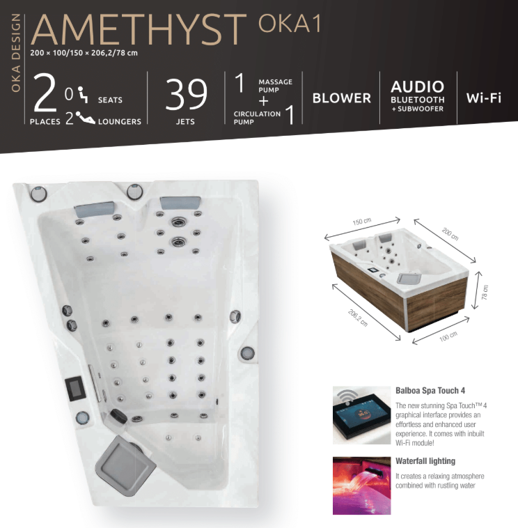 Whirlpool OKA 1 Amethyst – Whirlpool für 2 Personen Spezyfikation