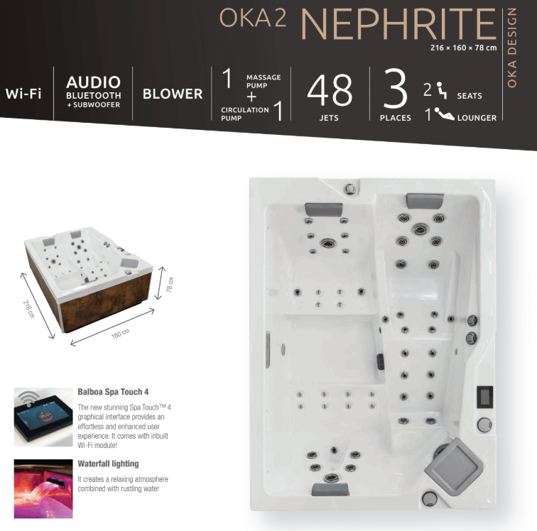 Whirlpool Oka 2 Nephrite inkl. SpaTime Pflegeset