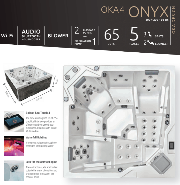 Whirlpool Oka 4 Onyx inkl. SpaTime Pflegeset